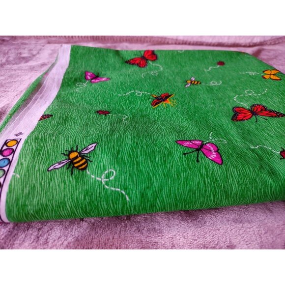 Vintage Fabric Traditions 1996 Green, Bugs Insects Cotton Fabric 43"x62" 1.7yds - Picture 3 of 5